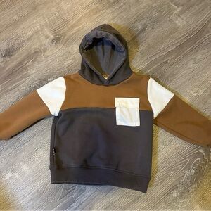 Olive & Scout Toddler Boy Brown and White Hoodie